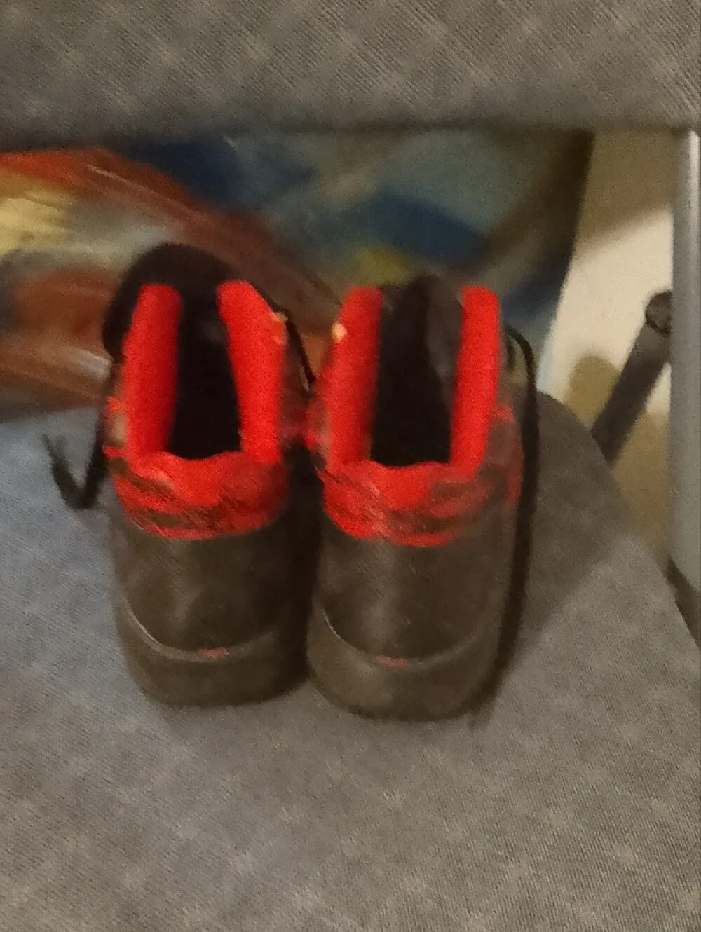 Nike Black and Red High-Top Sneakers with White Swoosh